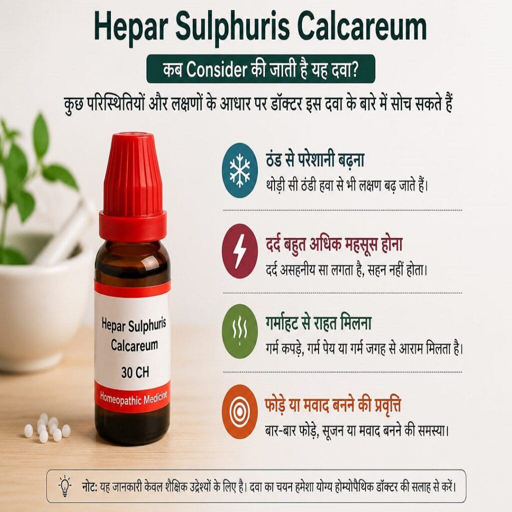 Hepar Sulphuris Calcareum Homeopathic Medicine: लक्षण, संकेत, Potencies और डॉक्टर कब विचार कर सकते हैं? Typical symptom pattern of Hepar Sulphuris Calcareum Homeopathic Medicine