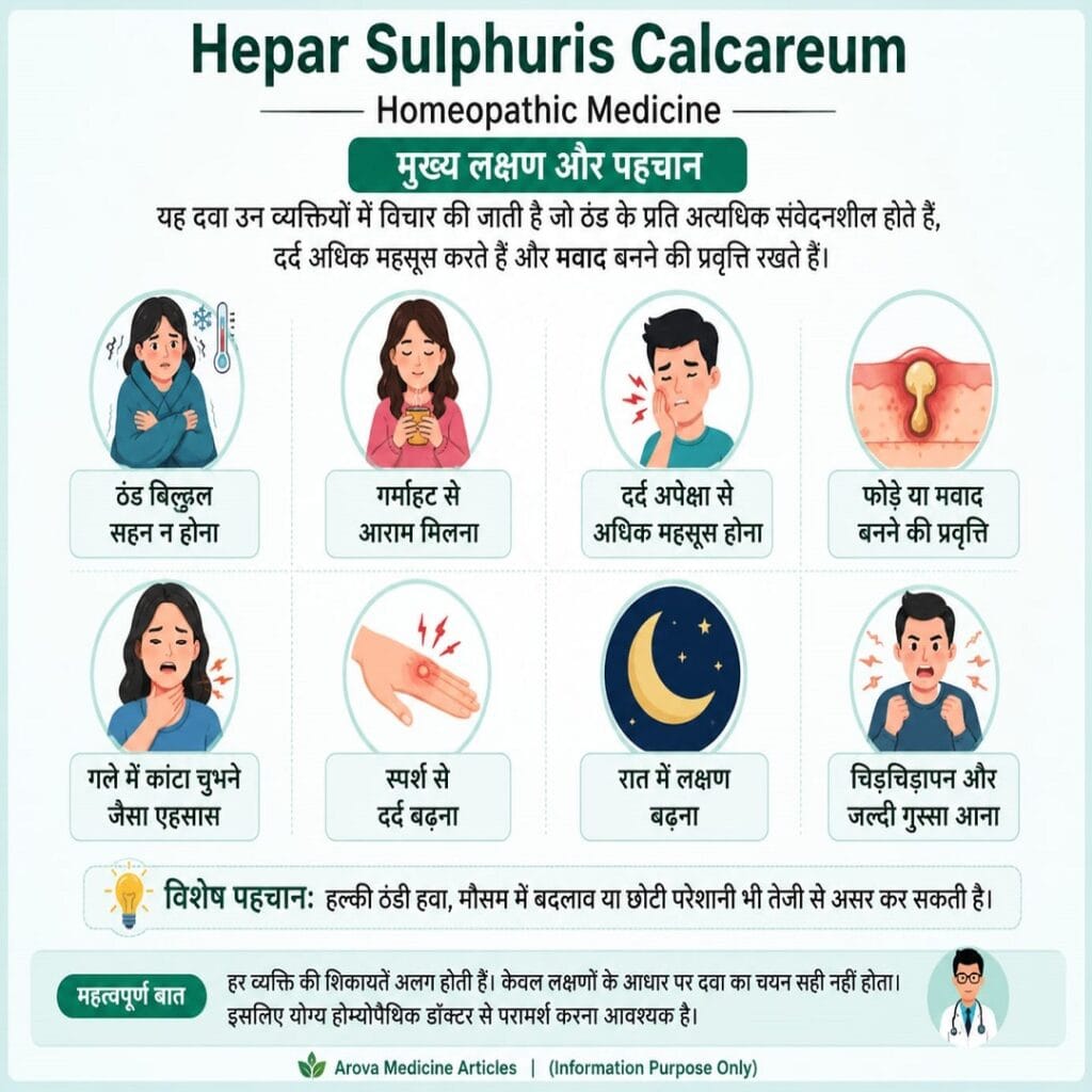 Hepar Sulphuris Calcareum Homeopathic Medicine: लक्षण, संकेत, Potencies और डॉक्टर कब विचार कर सकते हैं? Hepar Sulphuris Calcareum के प्रमुख लक्षण और पहचान