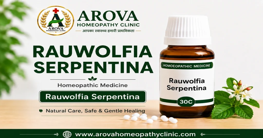 Rauwolfia Serpentina Homeopathic Medicine bottle by Arova Homeopathy Clinic